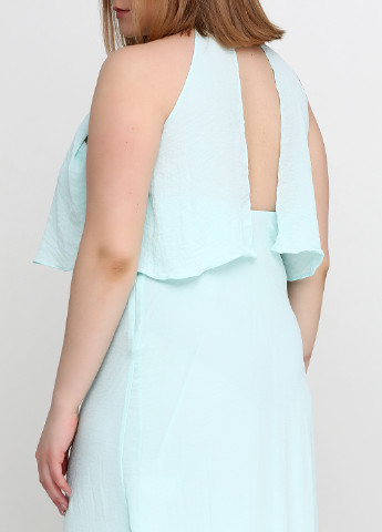 Мятное вечернее платье с открытой спиной H&M однотонное