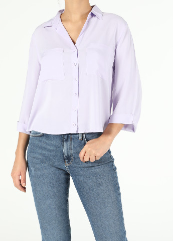 Светло-фиолетовая классическая рубашка однотонная Colin's