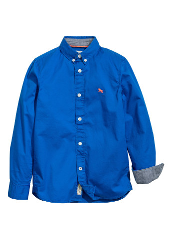 Васильковая кэжуал рубашка H&M с длинным рукавом