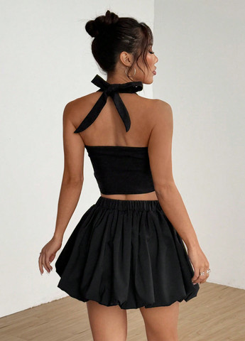 Чорний літній комплект (топ, спідниця) SHEIN