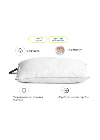 Подушка 1472 Eco Silver memory effekt Средняя 45х45 см (2200003262971) Mirson (254073146)