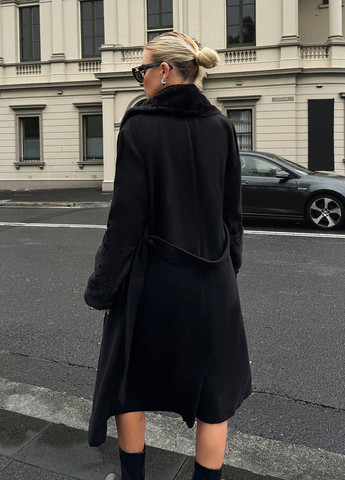 Чорне зимнє Пальто однобортне SHEIN