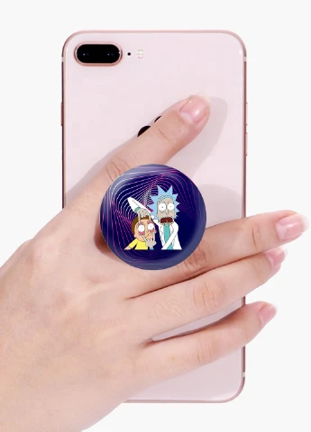 Попсокет (Popsockets) тримач для смартфону Рік і Морті (Rick and Morty) (8754-2082) Чорний MobiPrint (216836457)