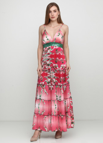 Розовое вечернее платье с открытой спиной Axel с цветочным принтом