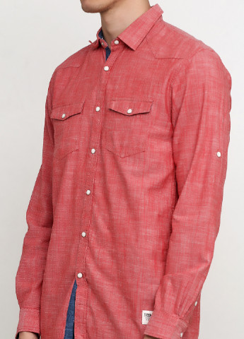 Светло-красная кэжуал рубашка меланж Tom Tailor с длинным рукавом