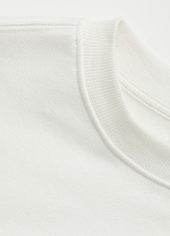 Свитшот H&M - Свободный крой рисунок белый кэжуал хлопок, футер - (257181825)