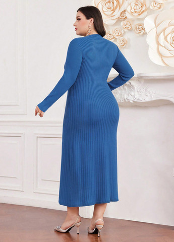 Синя кежуал сукня на запах SHEIN однотонна