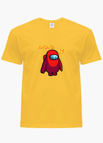 Желтая демисезонная футболка детская амонг ас красный (among us red)(9224-2411) MobiPrint