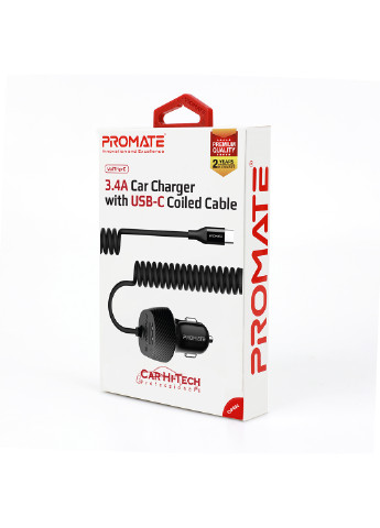 Автомобильное зарядное устройство Voltrip-C 17Вт USB + Type-C Connector Promate voltrip-c.black (203947097)
