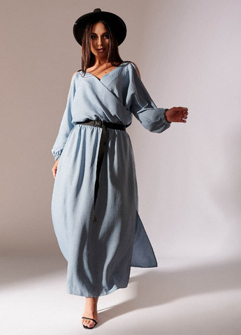 Сіро-голубий кежуал сукня кльош LibeAmore меланжева