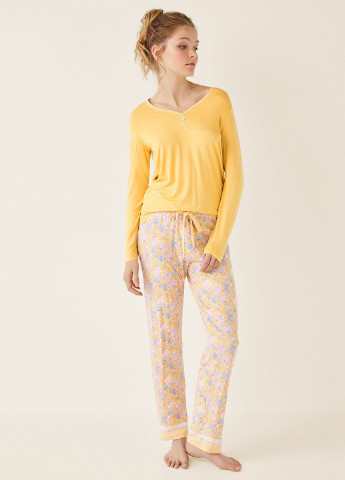 Желтая всесезон пижама (лонгслив, брюки) лонгслив + брюки Women'secret