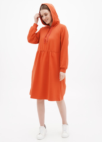 Оранжевое кэжуал платье платье-худи S.Oliver однотонное
