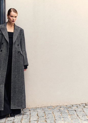 Сіре демісезонне Пальто двобортне Gepur