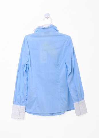 Голубая однотонная блузка с длинным рукавом Gulliver демисезонная