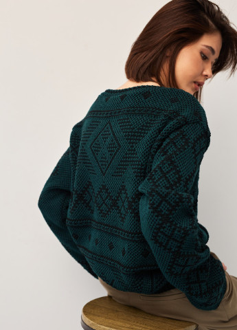 Изумрудный демисезонный джемпер в украинском стиле «зарина» изумрудный MEREZHKA