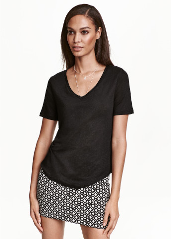 Черно-белая кэжуал с геометрическим узором юбка H&M