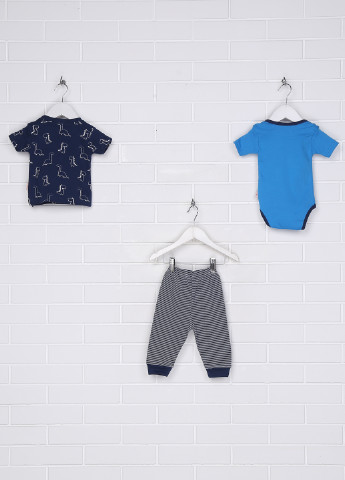 Синий демисезонный комплект (футболка, боди, брюки) Vitmo baby