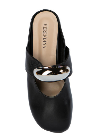 Черные шлепанцы Verendina с брошкой