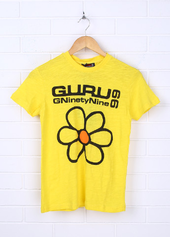 Желтая летняя футболка с коротким рукавом Guru