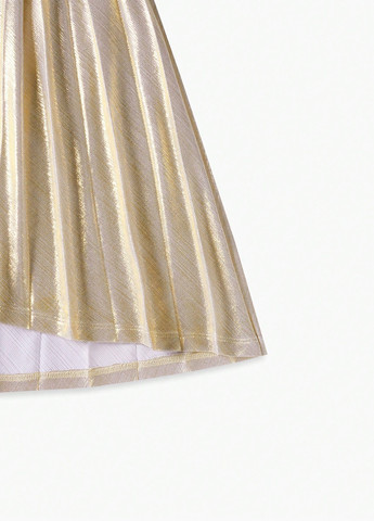 Золотой вечернее, коктейльное платье плиссированное SHEIN однотонное