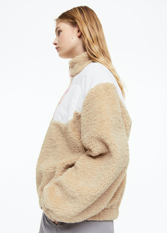 Бежева демісезонна куртка зі штучного меху весняно-осіння H&M