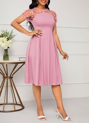 Рожева кежуал сукня кльош SHEIN однотонна