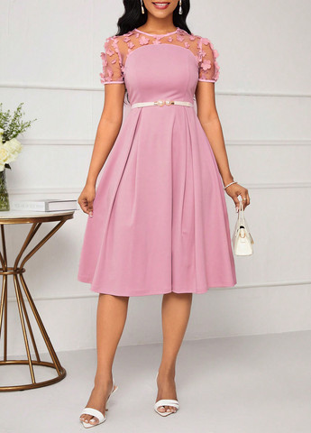 Рожева кежуал сукня кльош SHEIN однотонна