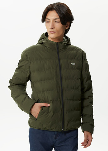Оливковая (хаки) демисезонная куртка Lacoste