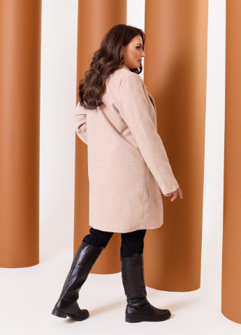 Темно-бежеве Женское пальто из кашемира на подкладке с поясом беж р.48/50 376136 New Trend