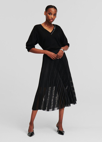 Черная кэжуал однотонная юбка Karl Lagerfeld плиссе