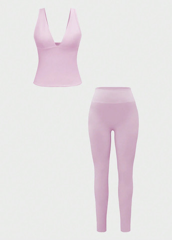 Розовый летний комплект (майка, леггинсы) SHEIN