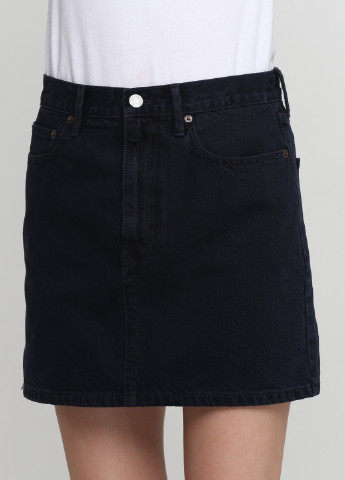 Черная джинсовая однотонная юбка Gap