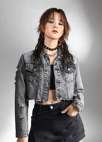 Серая демисезонная куртка SHEIN