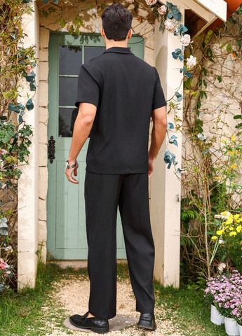 Черный летний костюм (рубашка, брюки) брючный Manfinity