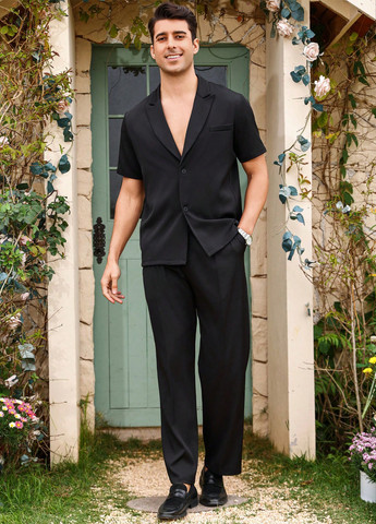 Черный летний костюм (рубашка, брюки) брючный Manfinity