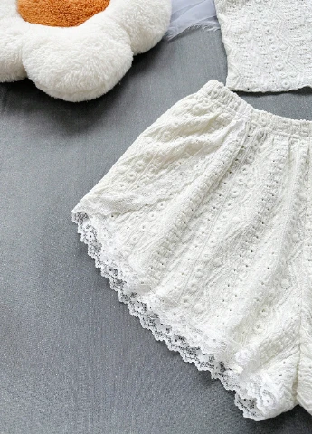 Белая всесезон пижама (топ, брюки, шорты) SHEIN