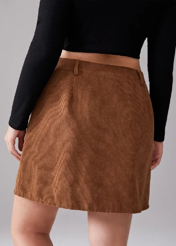 Коричневая офисная, кэжуал однотонная юбка SHEIN а-силуэта (трапеция)