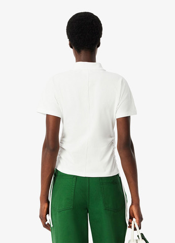 Белая женская футболка-поло Lacoste однотонная