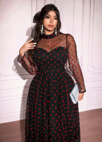 Чорна вечірня сукня з пишною спідницею SHEIN сердечка