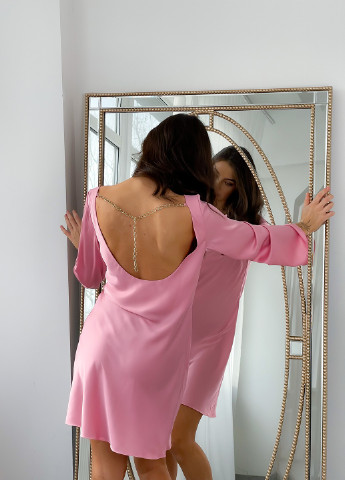 Розовое кэжуал платье с открытой спиной Тю-Тю! однотонное