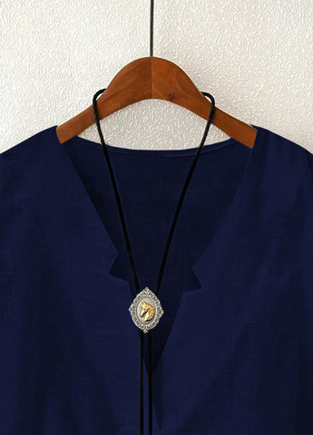 Тёмно-синяя блуза SHEIN