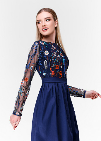 Синее коктейльное платье Zephyros с цветочным принтом
