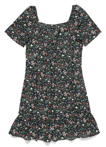 Черное кэжуал платье а-силуэт Vila с цветочным принтом