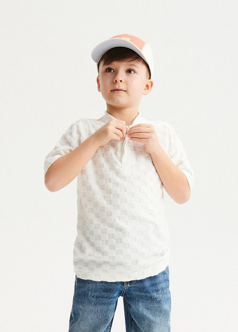 Белая детская футболка-поло для мальчика Reserved однотонная