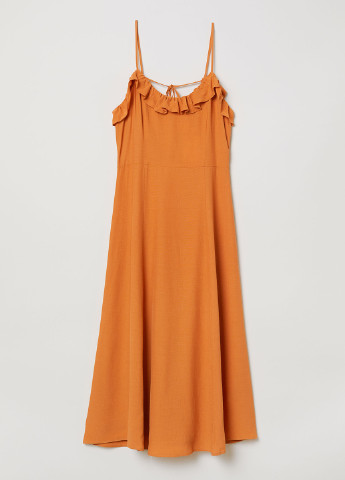 Оранжевое кэжуал платье клеш H&M однотонное