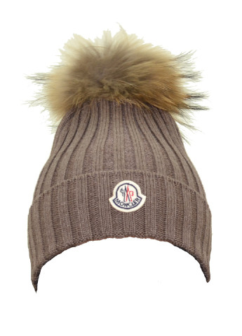 Шапка жіноча Moncler patch pompom beanie hat (250336947)