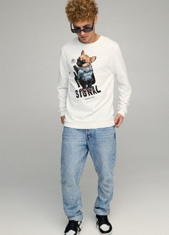 Белый свитшот мужской basic /no flis/ YAPPI рисунок (251791437)