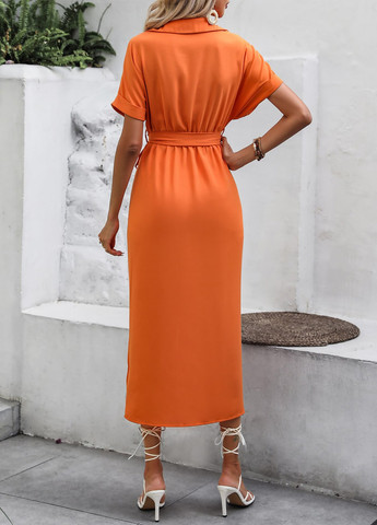 Оранжевое кэжуал платье на запах SHEIN однотонное