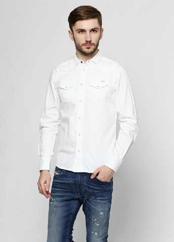 Белая кэжуал рубашка Diesel с длинным рукавом