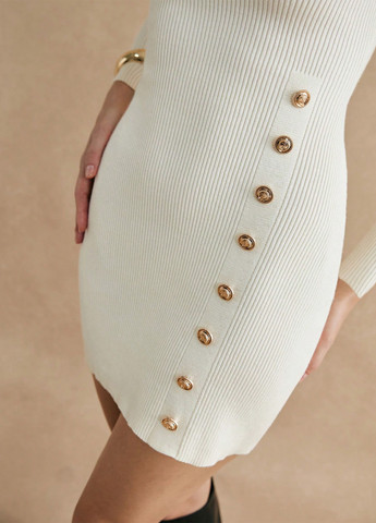 Молочна кежуал сукня сукня-водолазка SHEIN однотонна